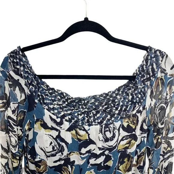 LIU-JO Dark Floral Off the Shoulder Silk Tunic - Picture 3 of 9